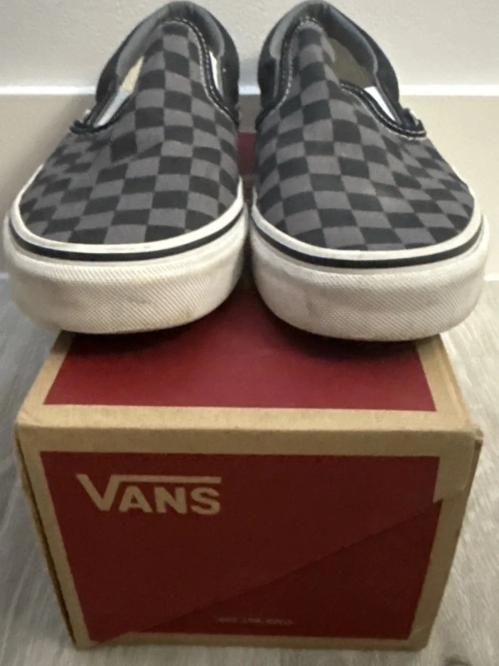 VANS Classic Slip-On Multicolored Grey Pewter Black Checkerboard men 8 women 9.5 - Picture 3 of 5